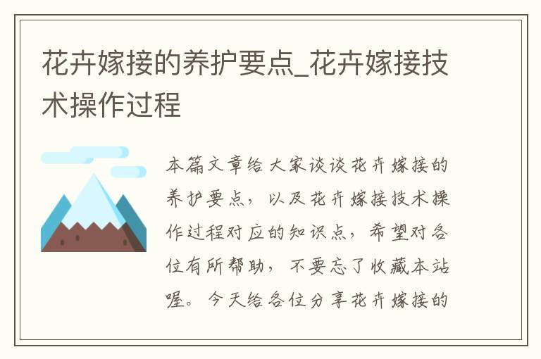 花卉嫁接的养护要点_花卉嫁接技术操作过程