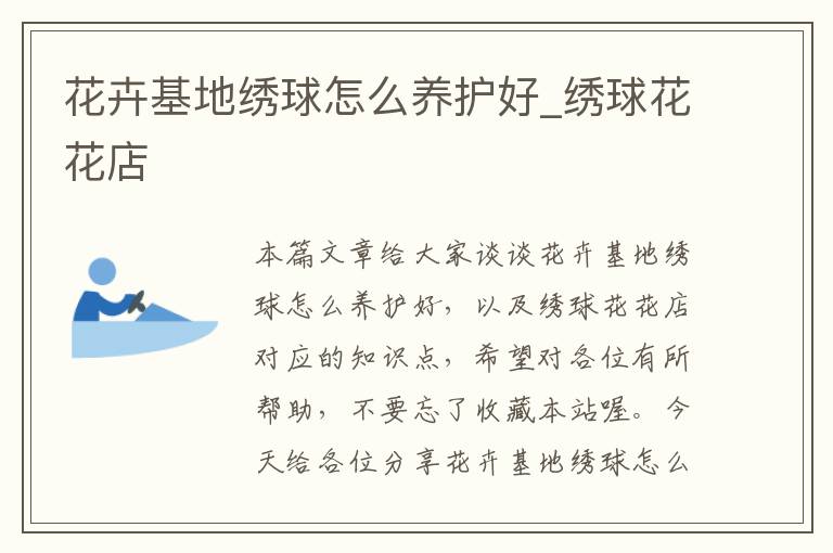花卉基地绣球怎么养护好_绣球花花店