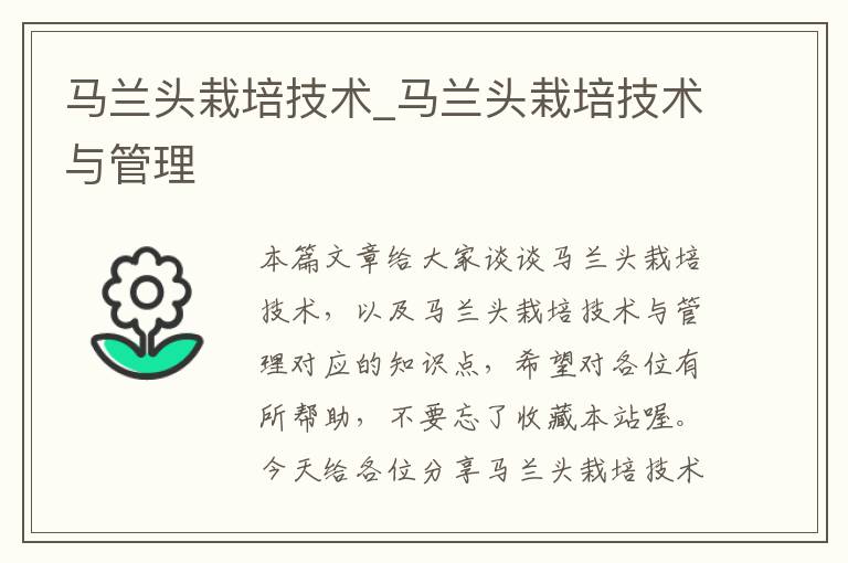 马兰头栽培技术_马兰头栽培技术与管理