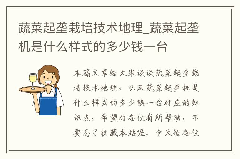 蔬菜起垄栽培技术地理_蔬菜起垄机是什么样式的多少钱一台