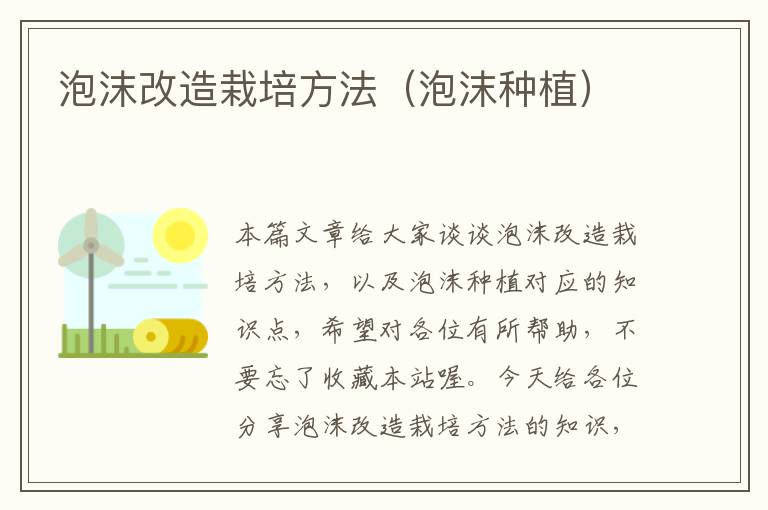 泡沫改造栽培方法（泡沫种植）