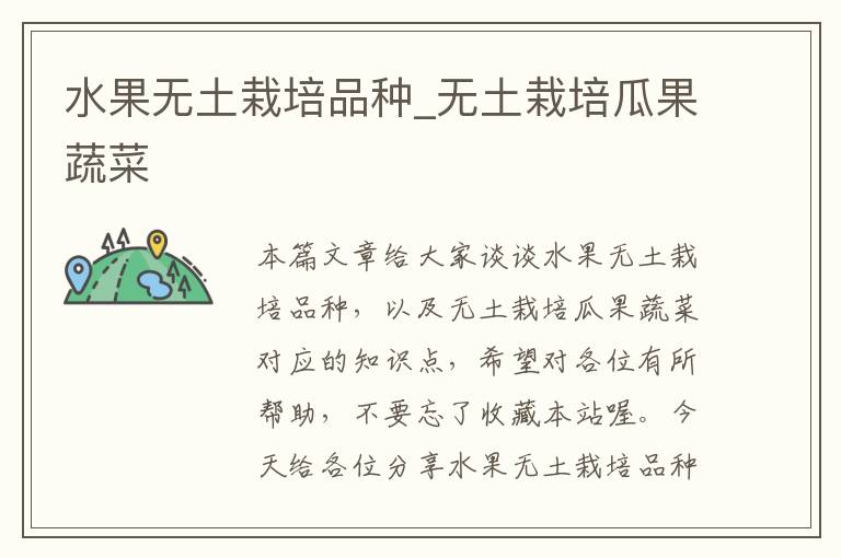 水果无土栽培品种_无土栽培瓜果蔬菜