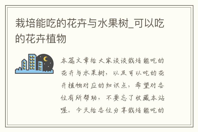 栽培能吃的花卉与水果树_可以吃的花卉植物